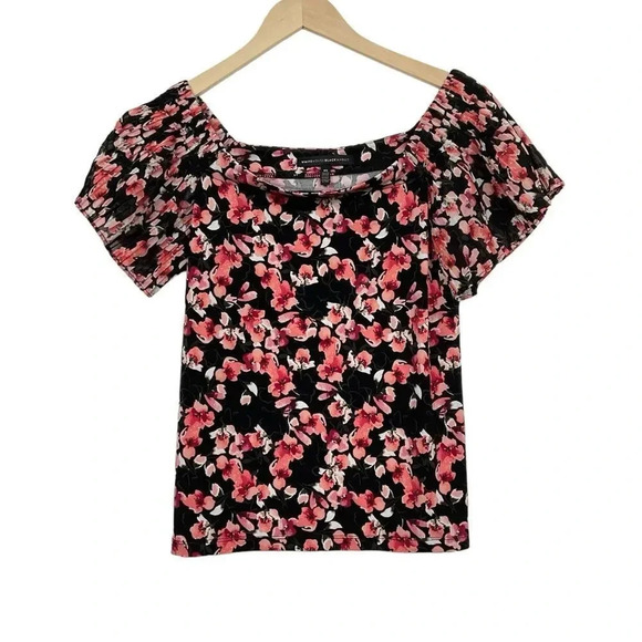 WHBM Floral Short Sleeve Blouse Off The Shoulder XS - Picture 1 of 7